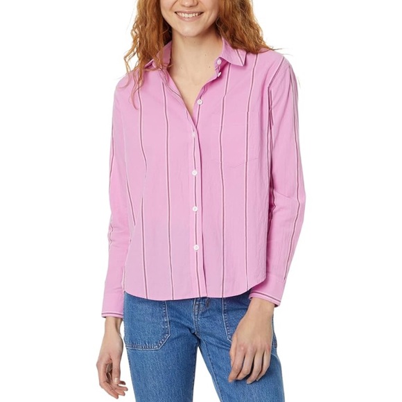 Madewell - Signature Poplin Stripe Relaxed Oversized Button Down Blouse Size Med - Picture 1 of 11